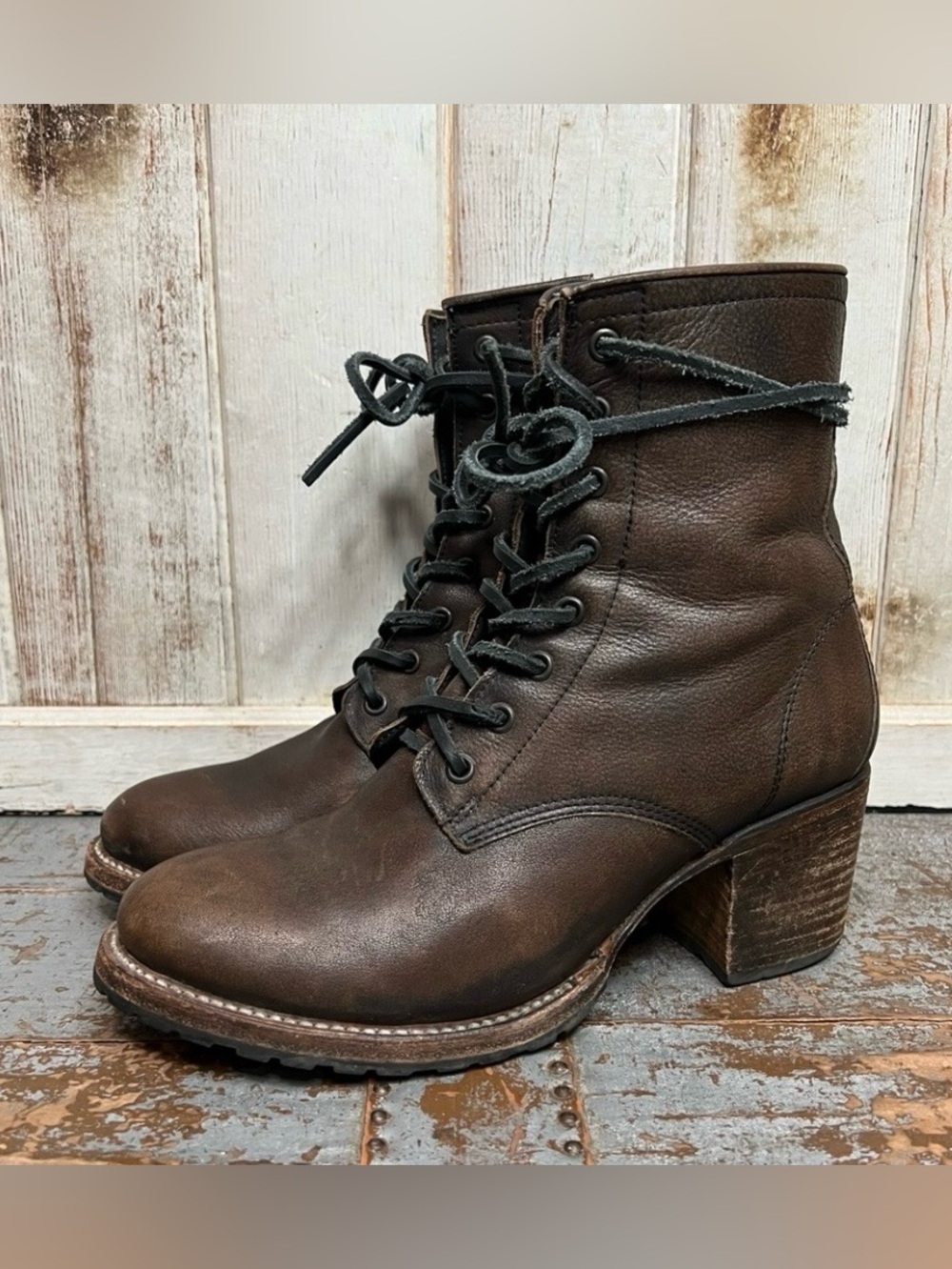 Freebird By Steven Cavalier Leather Lace Up Heeled Boots